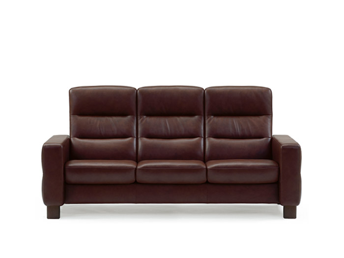 Wave 3 Seater High Back Sofa in Batick Leather
