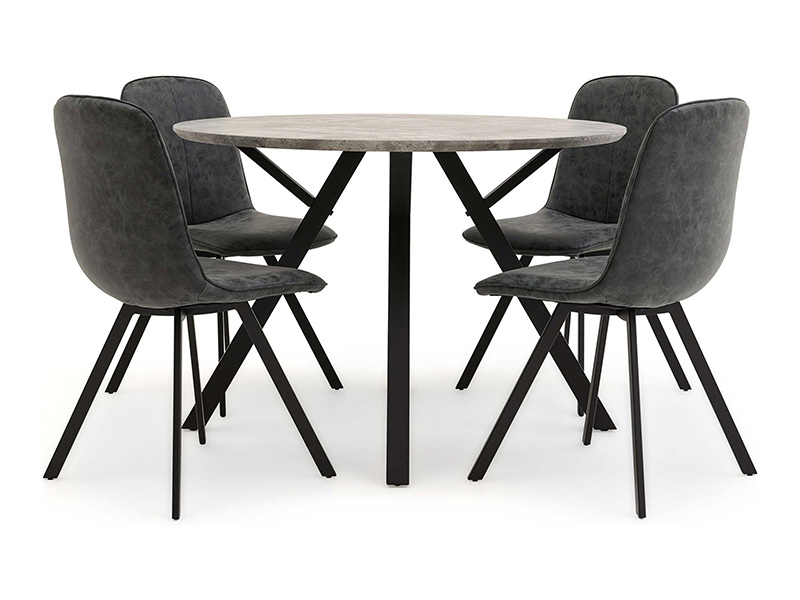 Akida Round Dining Table and 4 Akida Chairs