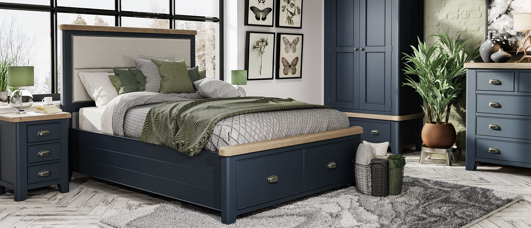 Ryedale Blue bedroom Collection at Forrest Furnishing