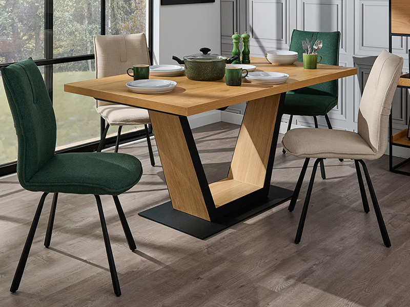 Jovi Extending Dining Table & 4 Sage Chairs Set