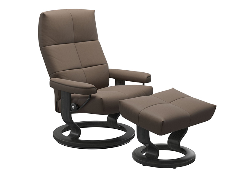 David Large Recliner and Stool in Batick Leather