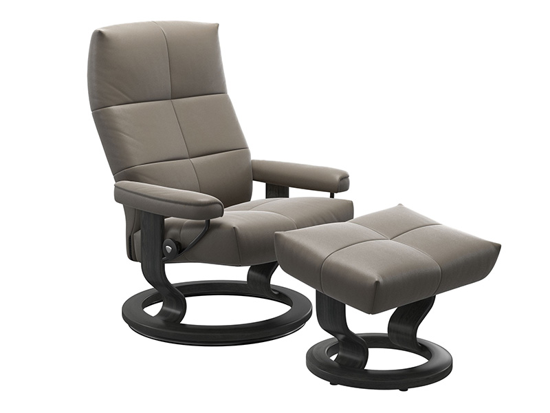David Small Recliner and Stool in Cori Leather