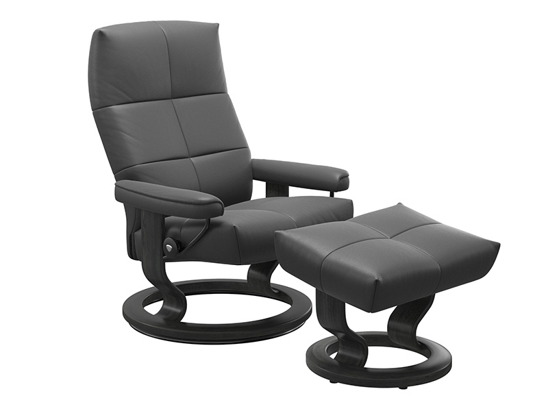 David Large Recliner and Stool in Noblesse Leather