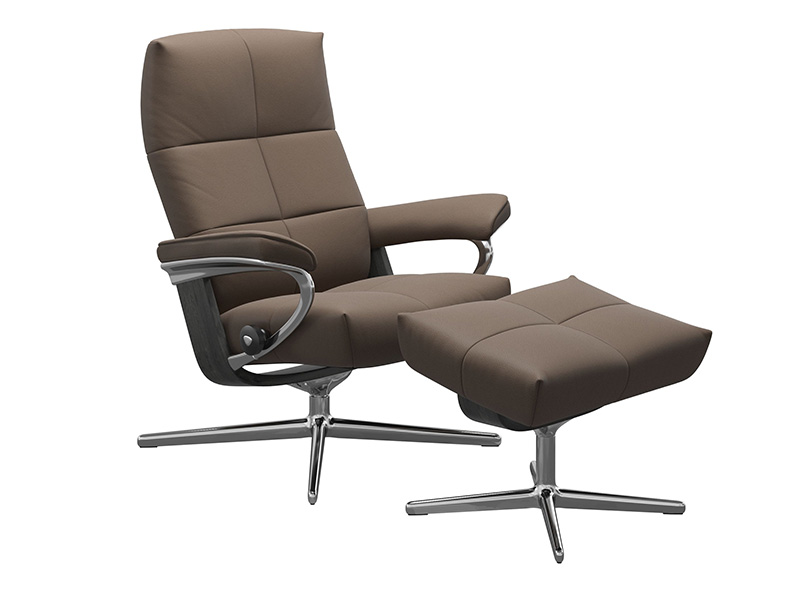 David Small Cross Recliner and Stool in Batick Leather