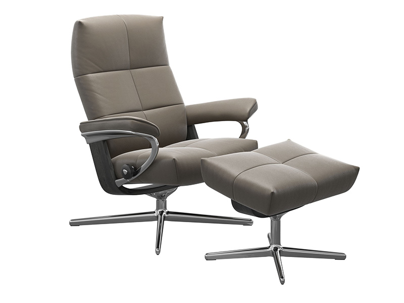 David Small Cross Recliner and Stool in Cori Leather