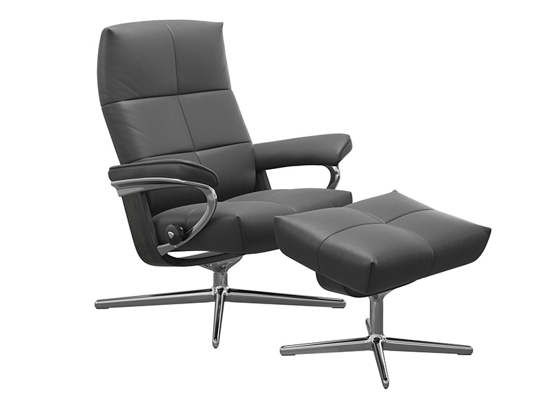 David Small Cross Recliner and Stool in Noblesse Leather