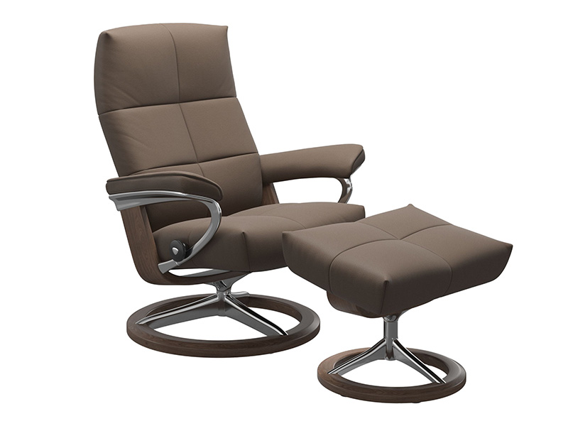 David Small Signature Recliner and Stool in Batick Leather
