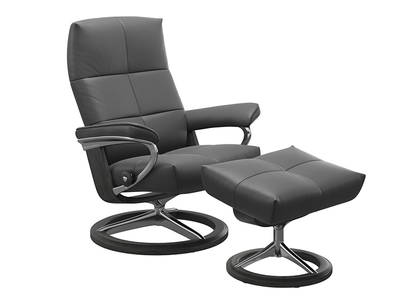 David Small Signature Recliner and Stool in Noblesse Leather
