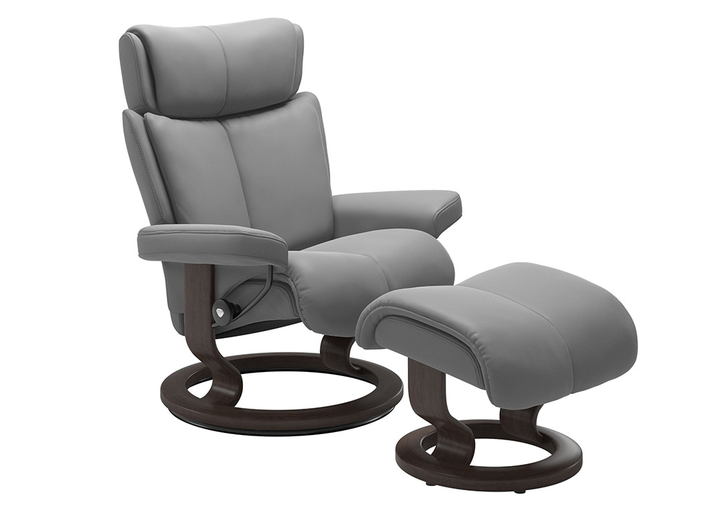 Magic Large Recliner and stool in Batick Leather