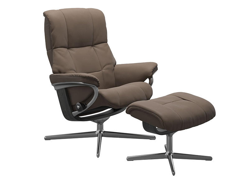 Mayfair Medium Cross Recliner and Stool in Batick Leather