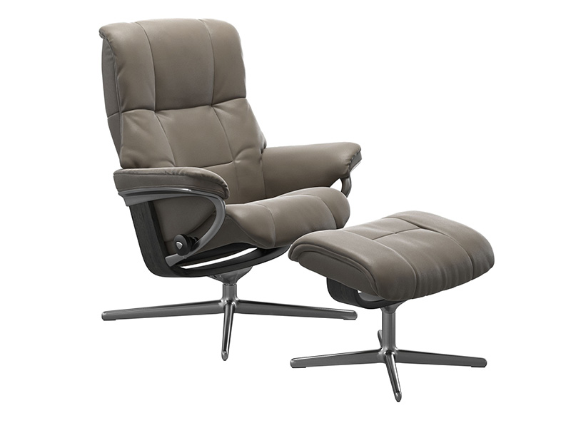 Mayfair Large Cross Recliner and Stool in Cori Leather