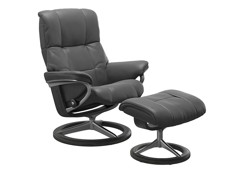 Mayfair Medium Signature Recliner and Stool in Noblesse Leather