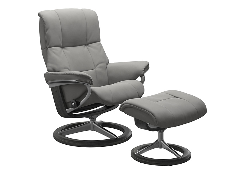 Mayfair Medium Signature Recliner and Stool in Paloma Leather