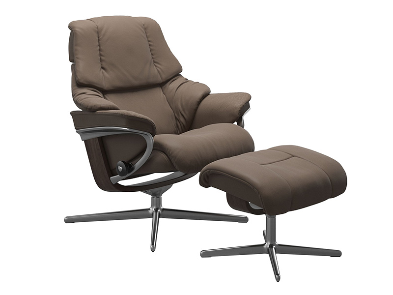 Reno Large Cross Recliner and Stool in Batick Leather