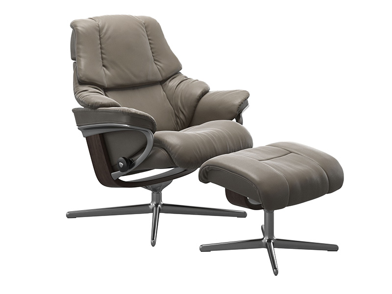Reno Small Cross Recliner and Stool in Cori Leather