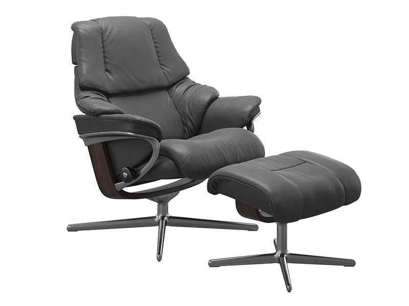 Reno Medium Cross Recliner and Stool in Noblesse Leather