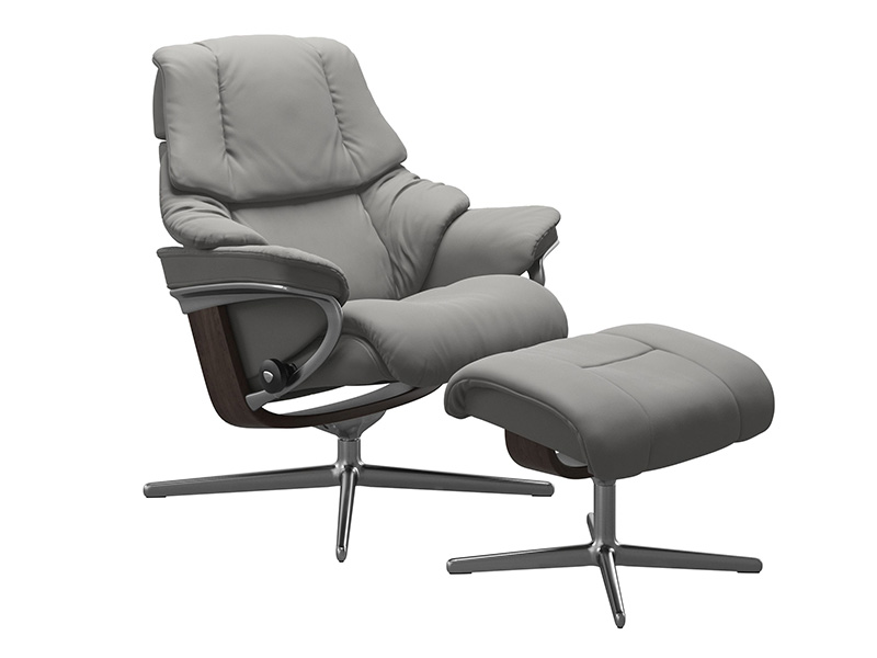 Reno Medium Cross Recliner and Stool in Paloma Leather