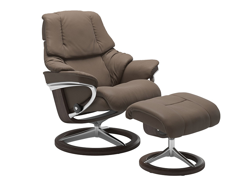 Reno Large Signature Recliner and Stool in Batick Leather