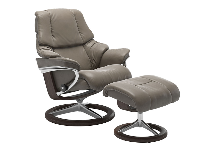 Reno Small Recliner and Stool with Signature Base in Cori