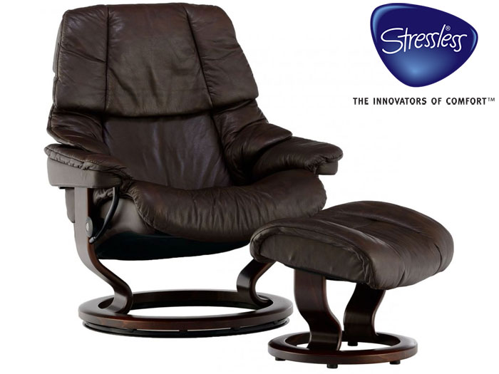 Reno Recliner and Stool with Classic Base in Cori